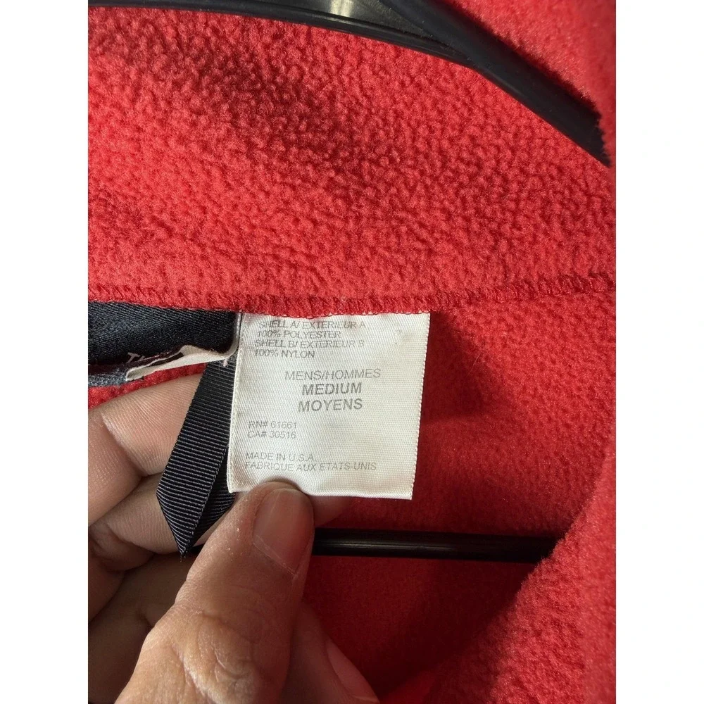 The North Face Jacket Mens Medium Red Black Fleece Full Zip Polartec USA Outdoor